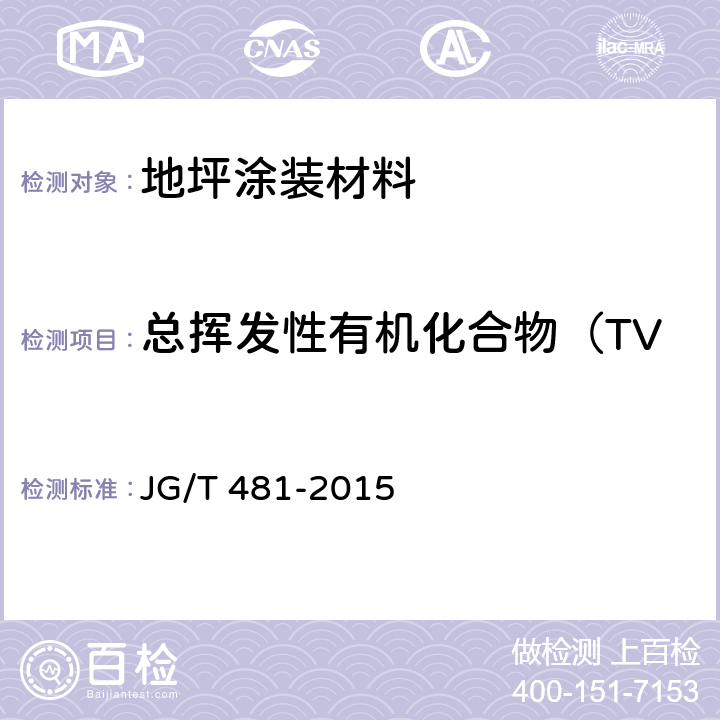 总挥发性有机化合物（TVOC）释放量、甲醛释放量 低挥发性有机化合物(VOC)水性内墙涂覆材料 JG/T 481-2015