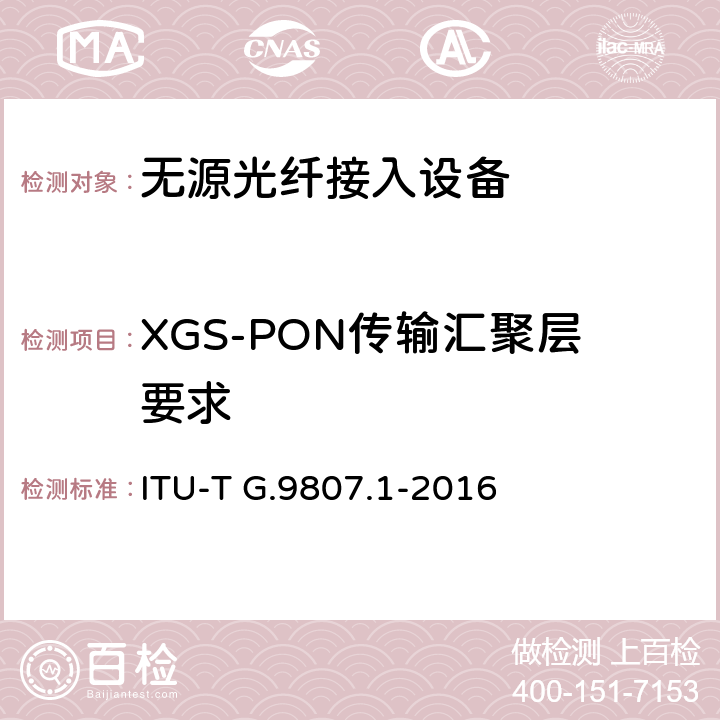 XGS-PON传输汇聚层要求 对称型10吉比特无源光网络 ITU-T G.9807.1-2016 Annex C