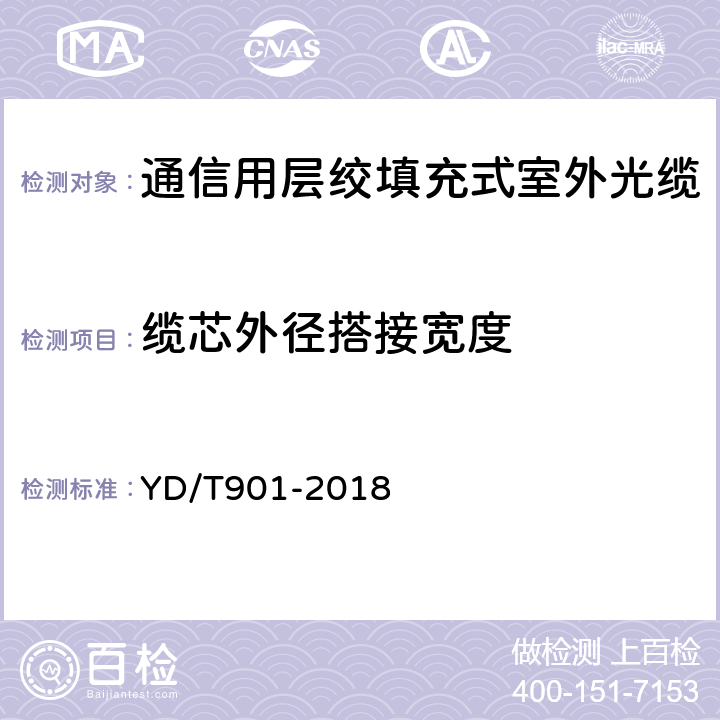 缆芯外径搭接宽度 YD/T 901-2018 通信用层绞填充式室外光缆