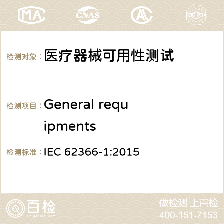 General requipments Medical devices-Part 1:Application of usability engineering to medical devices IEC 62366-1:2015 4.1