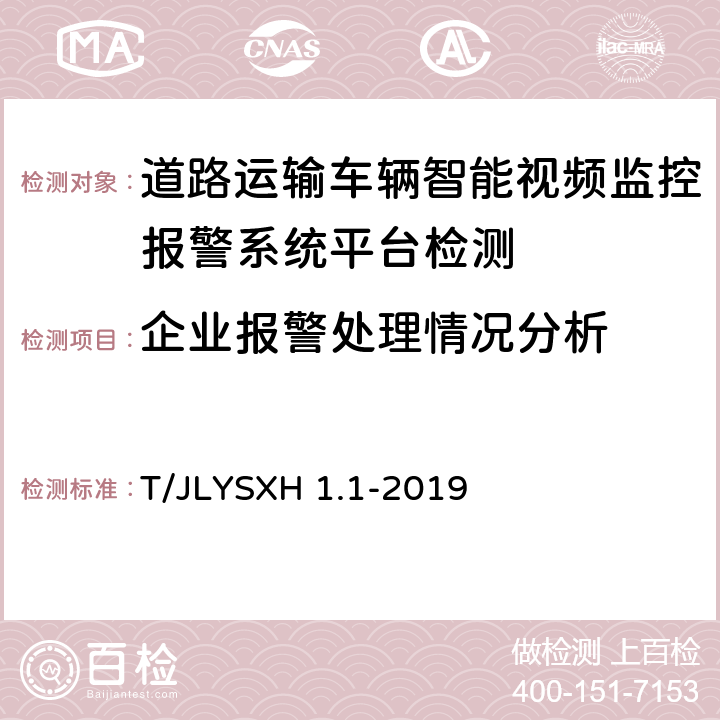 企业报警处理情况分析 道路运输车辆智能视频监控报警系统技术规范第 1 部分：平台技术要求 T/JLYSXH 1.1-2019 5.5.2