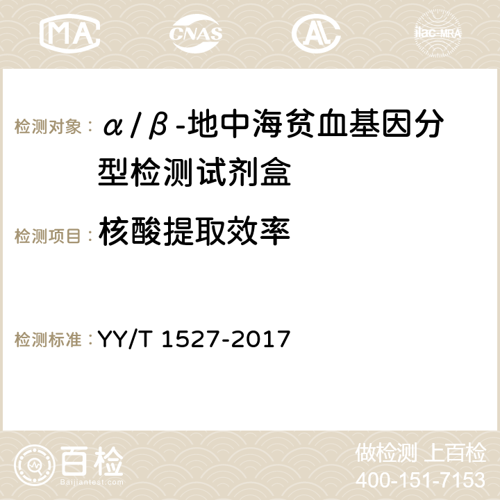 核酸提取效率 α/β-地中海贫血基因分型检测试剂盒 YY/T 1527-2017 5.6