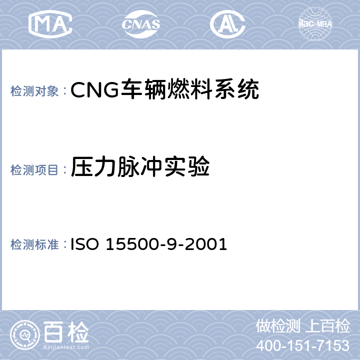 压力脉冲实验 道路车辆—压缩天然气 (CNG)燃料系统部件—减压调节器 ISO 15500-9-2001 6.7