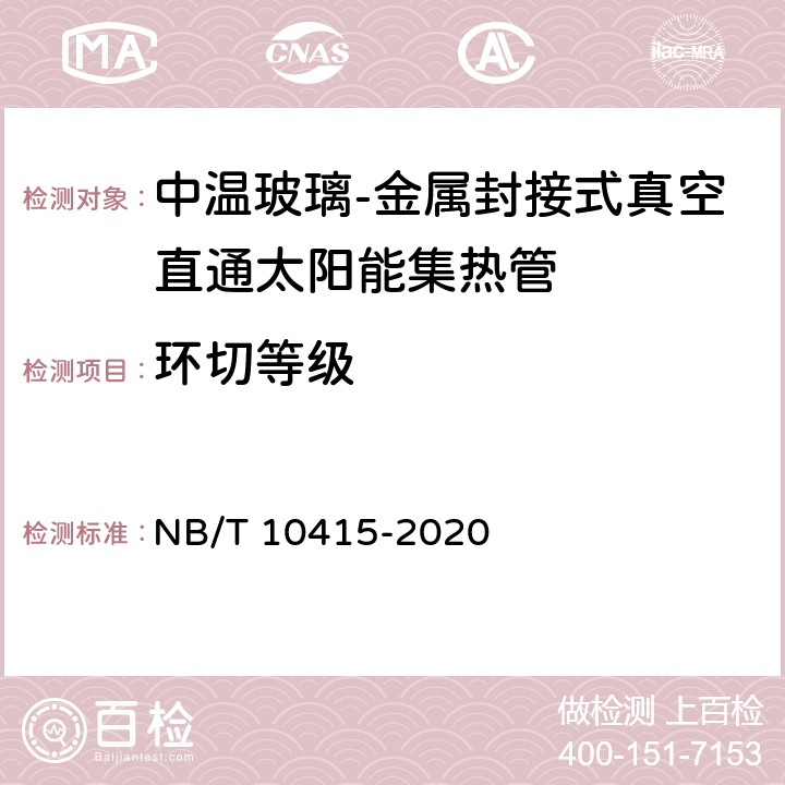 环切等级 中温玻璃-金属封接式真空直通太阳集热管 NB/T 10415-2020