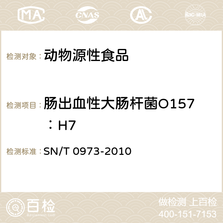 肠出血性大肠杆菌O157：H7 进出口肉、肉制品及其他食品中肠出血性大肠杆菌O157:H7检测方法 SN/T 0973-2010