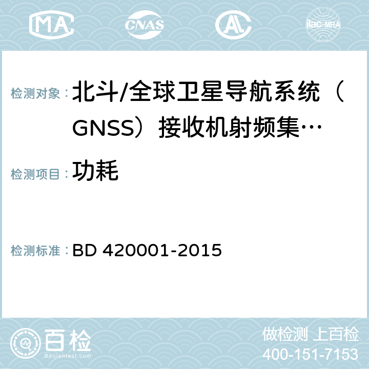功耗 北斗/全球卫星导航系统（GNSS）接收机射频集成电路通用规范 BD 420001-2015 5.4.11