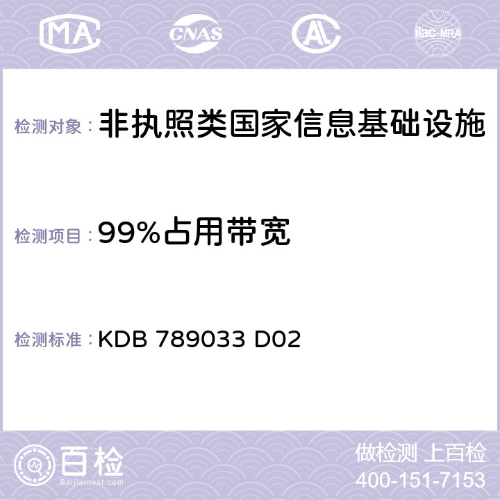99%占用带宽 KDB 789033 D02 《通用UNII测试程序新规则v01r04》  II.D
