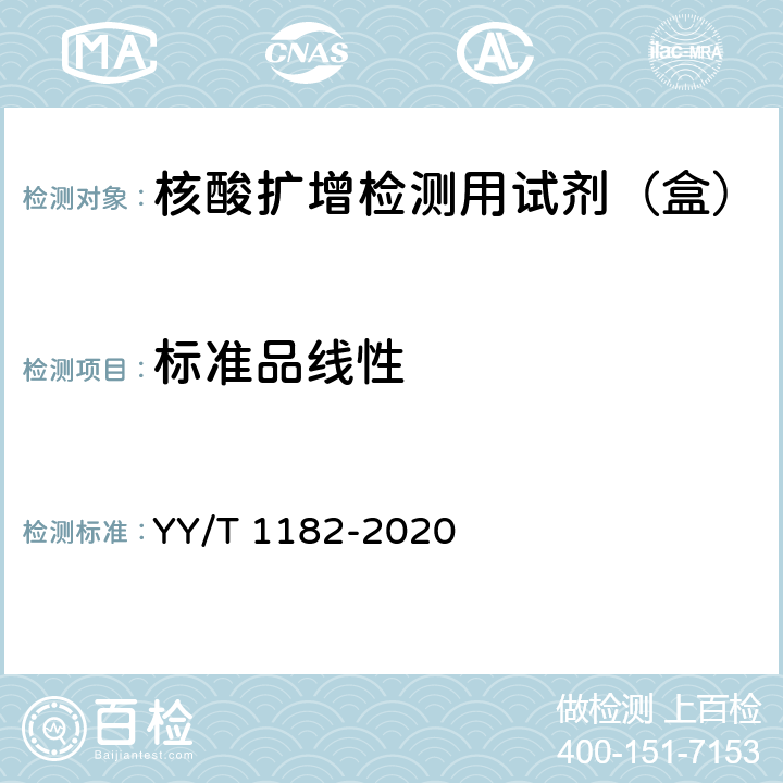 标准品线性 核酸扩增检测用试剂（盒） YY/T 1182-2020 5.2.2