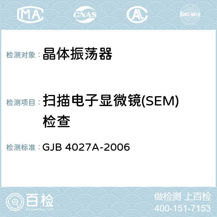 扫描电子显微镜(SEM)检查 军用电子元器件破坏性物理分析方法 GJB 4027A-2006 0902