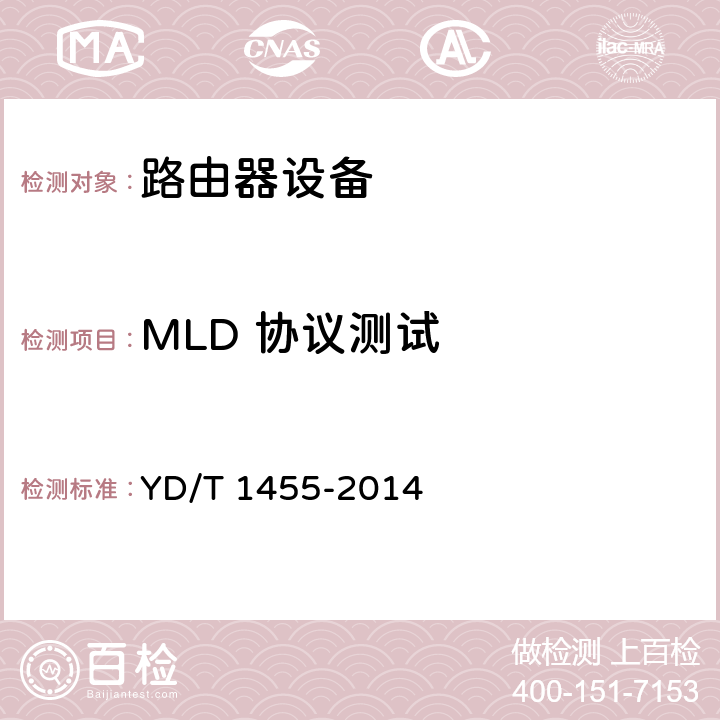 MLD 协议测试 IPv6网络设备测试方法 核心路由器 YD/T 1455-2014 6.7