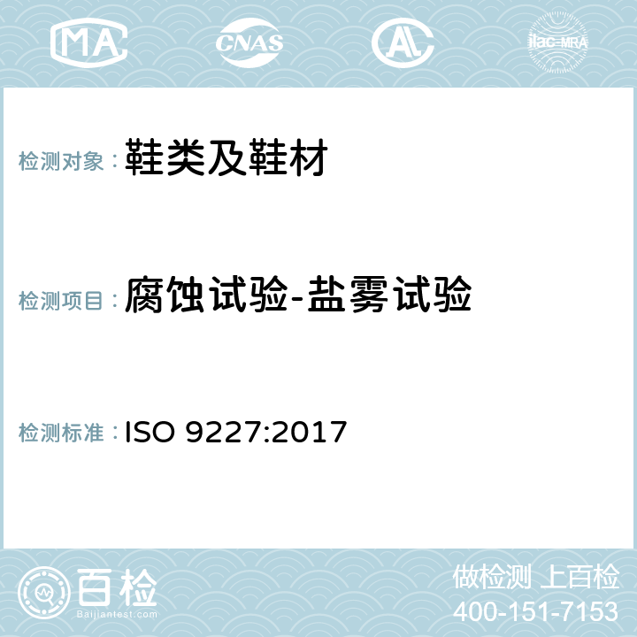 腐蚀试验-盐雾试验 人造气氛腐蚀试验 盐雾试验 ISO 9227:2017