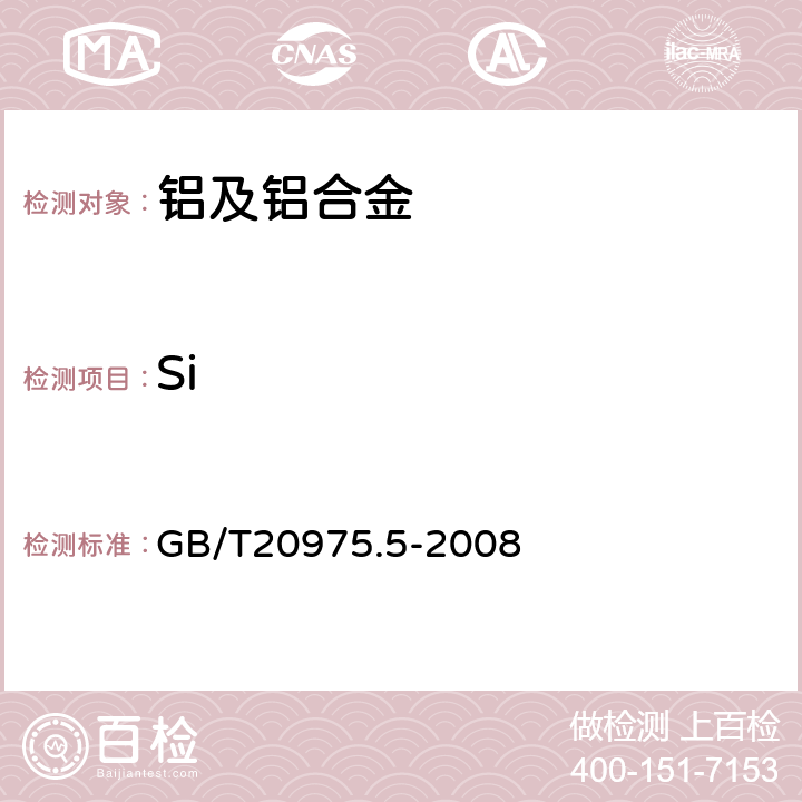 Si 铝及铝合金化学分析方法 第5部分：硅含量的测定 GB/T20975.5-2008