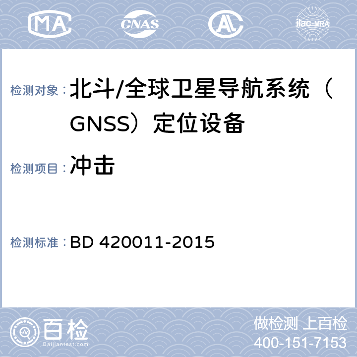 冲击 北斗/全球卫星导航系统（GNSS）定位设备通用规范 BD 420011-2015 5.7.6