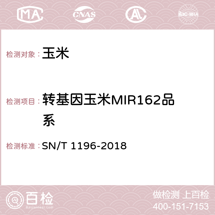 转基因玉米MIR162品系 转基因成分检测 玉米检测方法 SN/T 1196-2018