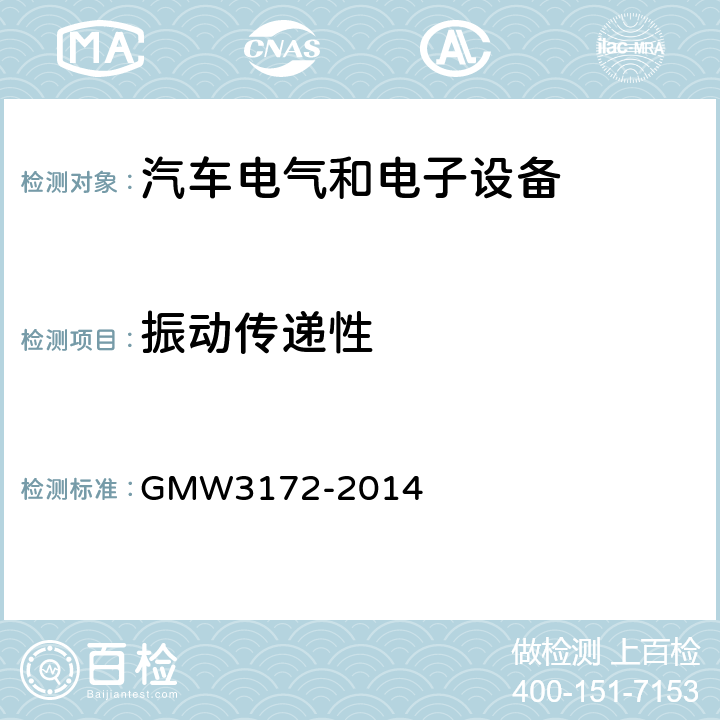 振动传递性 GMW3172-2014 电气/电子元件通用规范-环境耐久性 GMW3172-2014 6.8