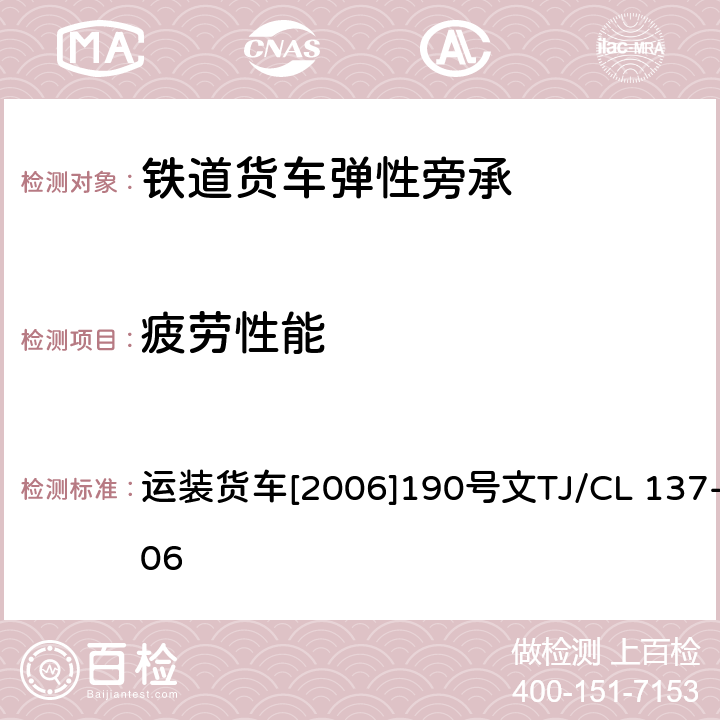 疲劳性能 铁路货车用JC型双作用弹性旁承技术条件及检验方法 运装货车[2006]190号文TJ/CL 137-2006