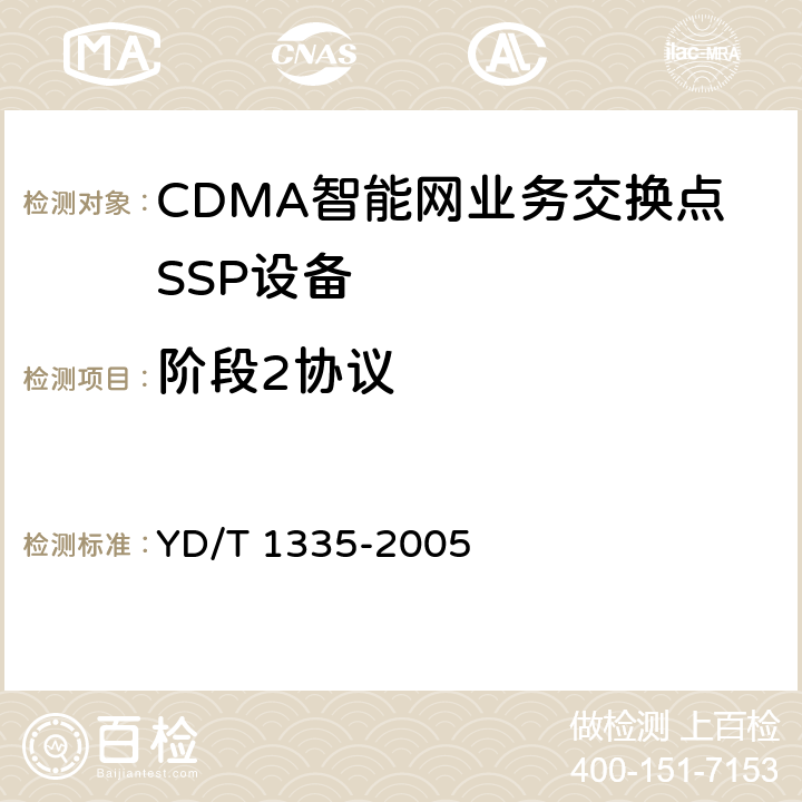 阶段2协议 800MHz CDMA数字蜂窝移动通信网无线智能网（WIN）阶段2：接口技术要求 YD/T 1335-2005 6~10