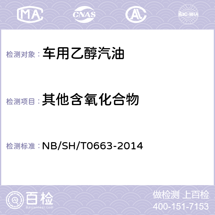 其他含氧化合物 《汽油中醇类和醚类含量的测定 气相色谱法》 NB/SH/T0663-2014