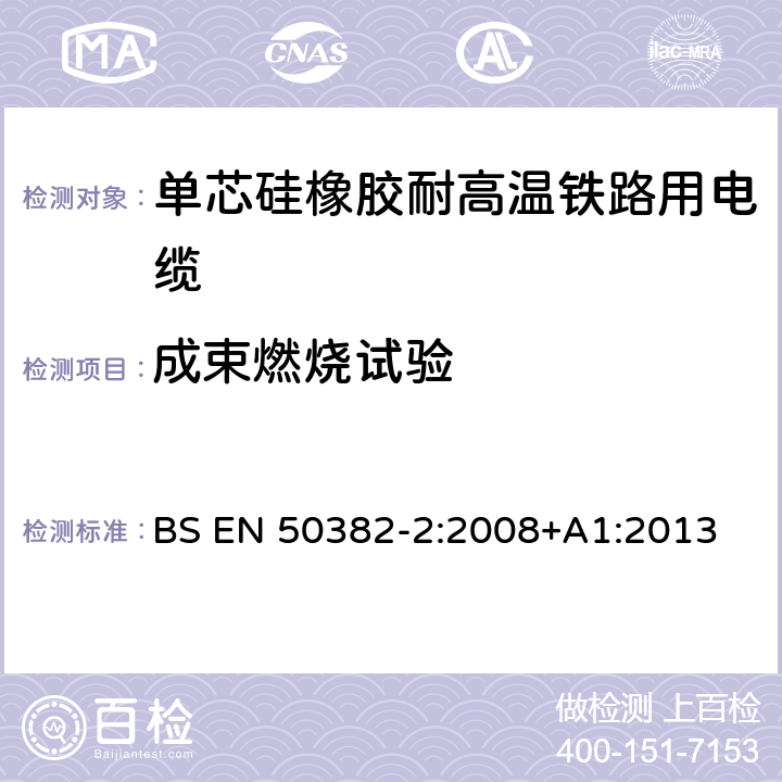 成束燃烧试验 《轨道交通 具有特殊防火性能的铁路车辆高温电力电缆 第2部分:120℃或150℃用单芯硅橡胶绝缘电缆》 BS EN 50382-2:2008+A1:2013