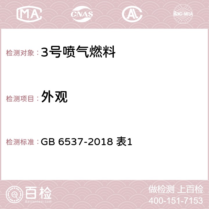 外观 目测法 GB 6537-2018 表1