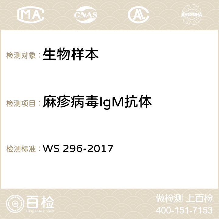 麻疹病毒IgM抗体 麻疹诊断 WS 296-2017 附录A2.2