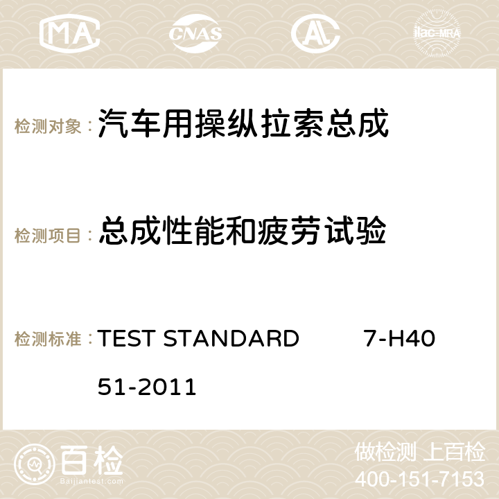 总成性能和疲劳试验 手制动总成控制性能和疲劳试验标准 TEST STANDARD 7-H4051-2011