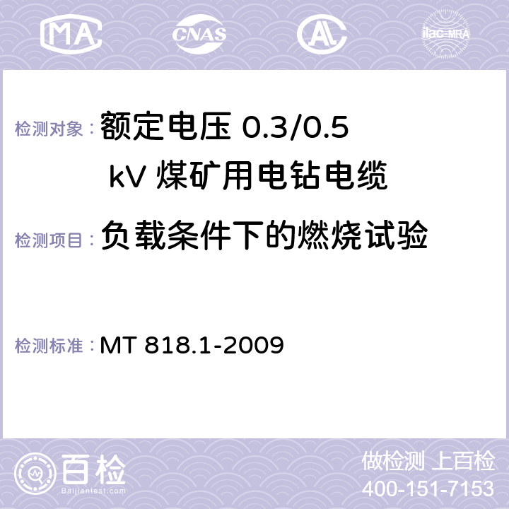 负载条件下的燃烧试验 煤矿用电缆 第1部分：移动类软电缆一般规定 MT 818.1-2009 6.17