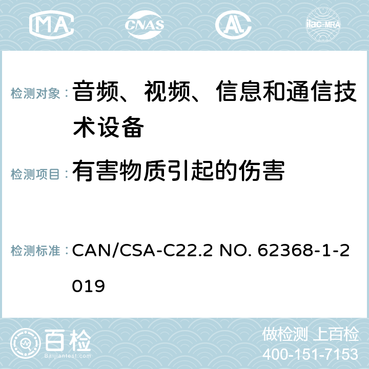 有害物质引起的伤害 音频、视频、信息和通信技术设备 第1 部分：安全要求 CAN/CSA-C22.2 NO. 62368-1-2019 7