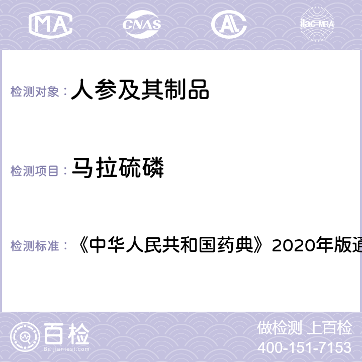 马拉硫磷 农残留量测定法（第二法） 《中华人民共和国药典》2020年版通则2341
