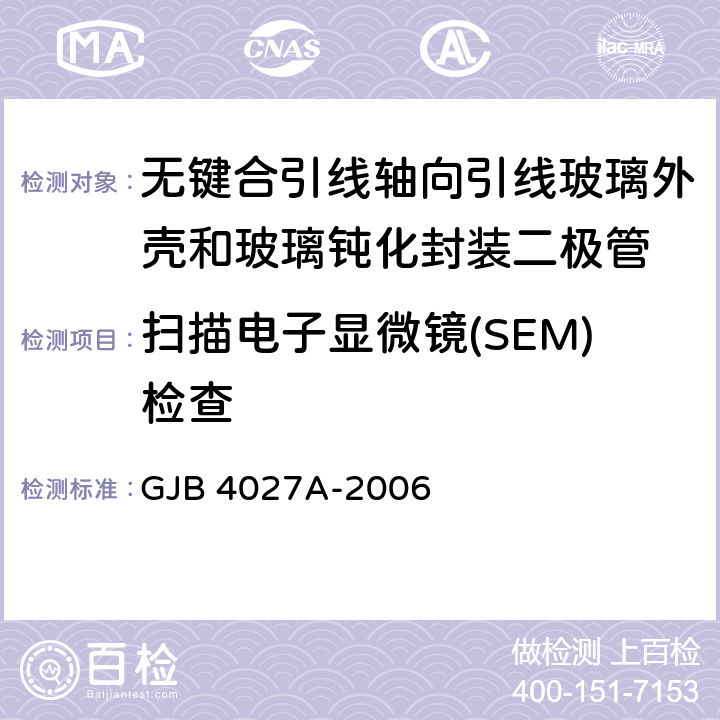 扫描电子显微镜(SEM)检查 军用电子元器件破坏性物理分析方法 GJB 4027A-2006 1001