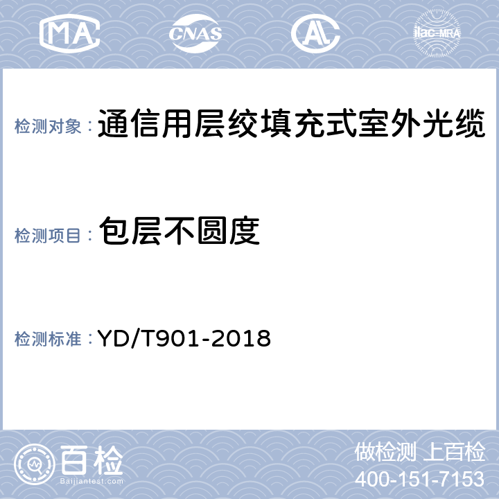 包层不圆度 YD/T 901-2018 通信用层绞填充式室外光缆