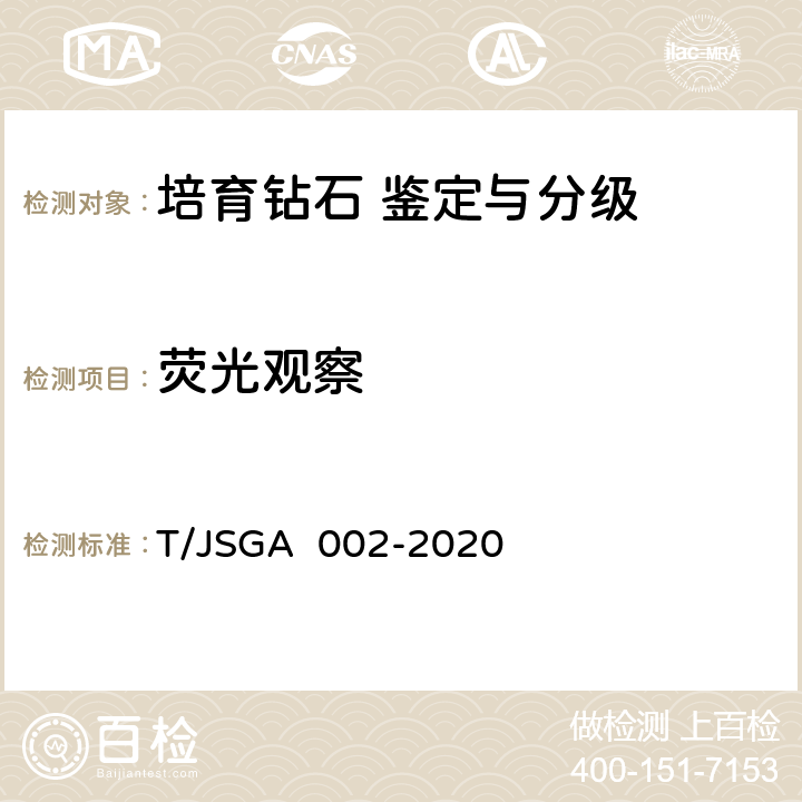 荧光观察 培育钻石 鉴定与分级 T/JSGA 002-2020 4,5,6