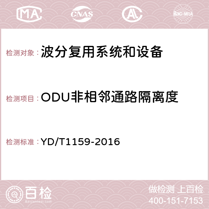 ODU非相邻通路隔离度 光波分复用(WDM)系统测试方法 YD/T1159-2016 7.6