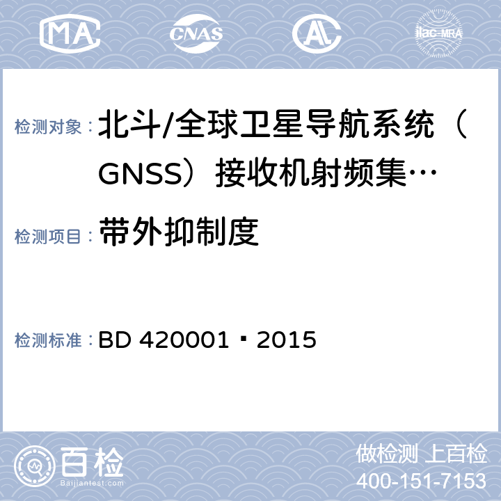 带外抑制度 北斗/全球卫星导航系统（GNSS）接收机射频集成电路通用规范 BD 420001—2015 5.4.10