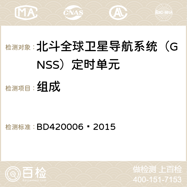 组成 北斗全球卫星导航系统（GNSS）定时单元性能要求及测试方法 BD420006—2015 4.2