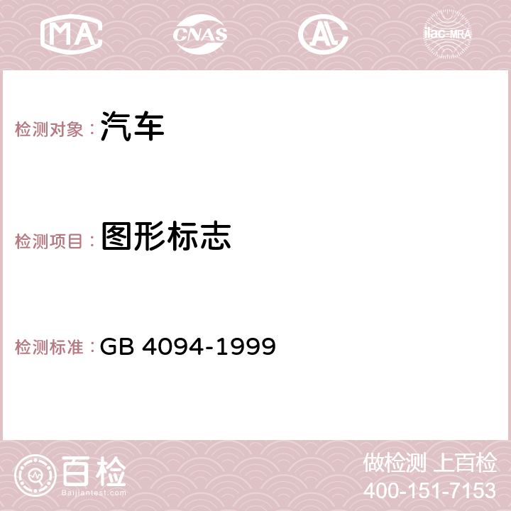 图形标志 GB 4094-1999 汽车操纵件、指示器及信号装置的标志