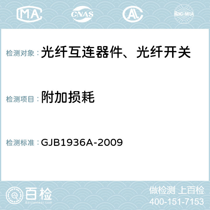 附加损耗 GJB 1936A-2009 纤维光学无源耦合器通用规范 GJB1936A-2009 4.5.2.2