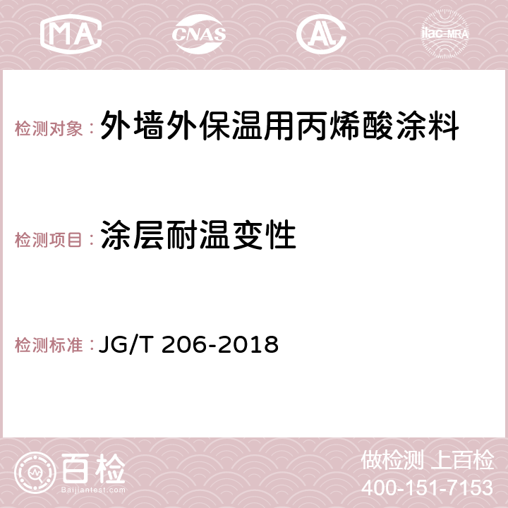 涂层耐温变性 外墙外保温用丙烯酸涂料 JG/T 206-2018 7.13