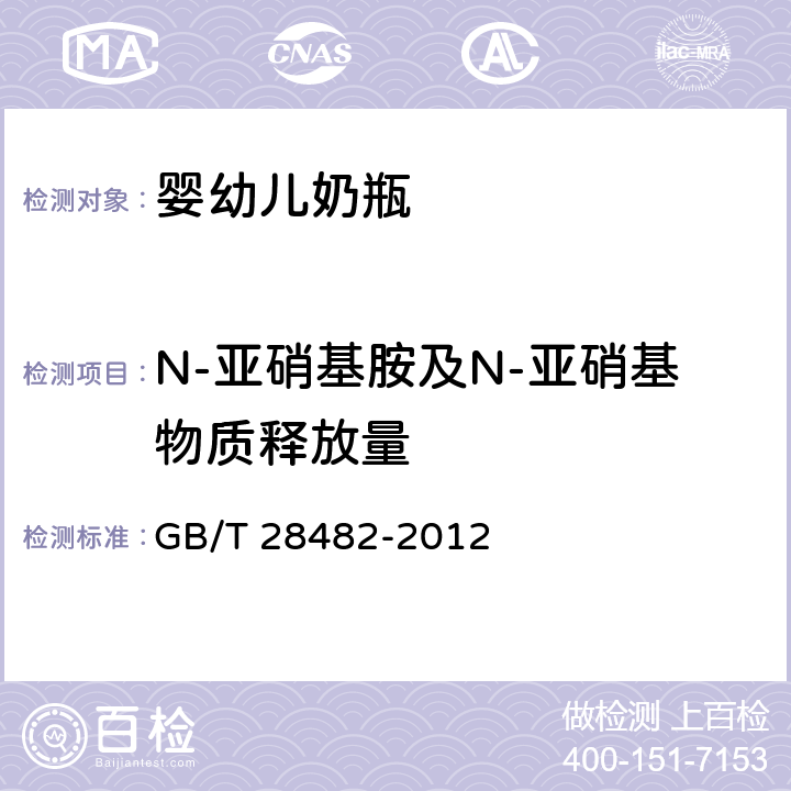 N-亚硝基胺及N-亚硝基物质释放量 婴幼儿安抚奶嘴安全要求 GB/T 28482-2012 6.2.4