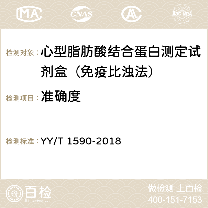 准确度 心型脂肪酸结合蛋白测定试剂盒（免疫比浊法） YY/T 1590-2018 3.5