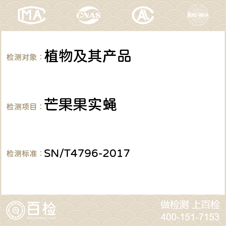 芒果果实蝇 八种果实蝇检疫鉴定方法 SN/T4796-2017