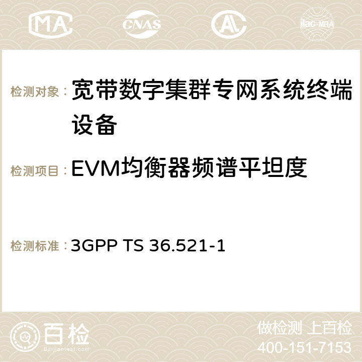 EVM均衡器频谱平坦度 LTE；演进型通用陆地无线接入(E-UTRA)；用户设备一致性技术规范；无线发射和接收；第一部分： 一致性测试 3GPP TS 36.521-1 6.5.2.4