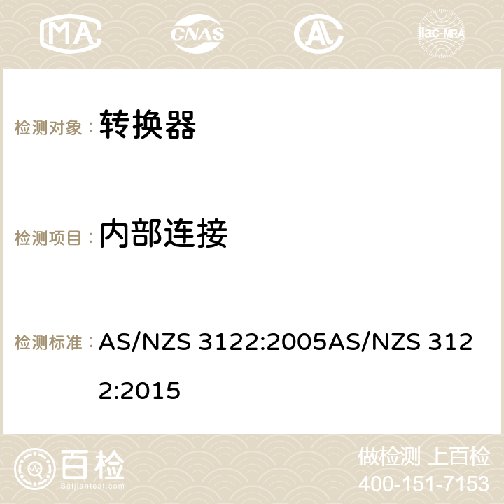 内部连接 转换器测试方法 AS/NZS 3122:2005
AS/NZS 3122:2015 15