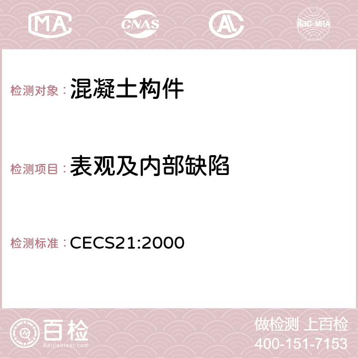 表观及内部缺陷 超声波检测混凝土缺陷技术规程 CECS21:2000