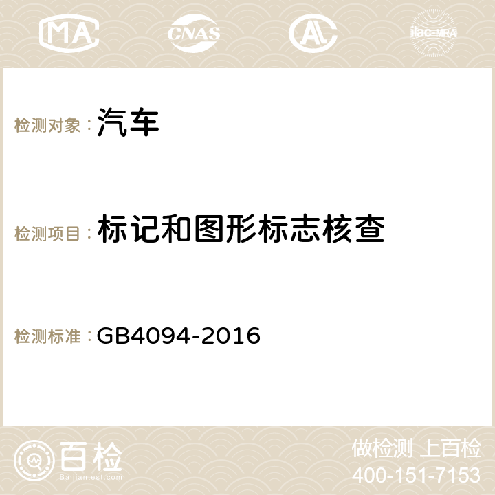 标记和图形标志核查 GB 4094-2016 汽车操纵件、指示器及信号装置的标志