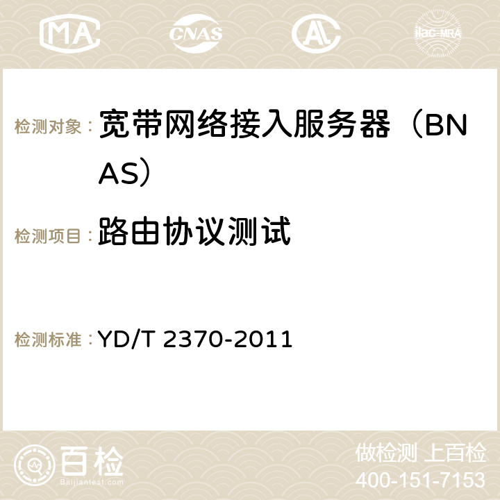 路由协议测试 IPv6网络设备测试方法 宽带网络接入服务器 YD/T 2370-2011 6.4