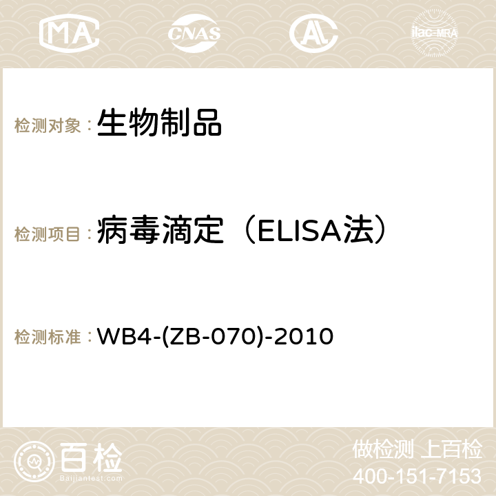 病毒滴定（ELISA法） 中国药典2020年版三部相应制品各论，药品注册标准 WB4-(ZB-070)-2010
