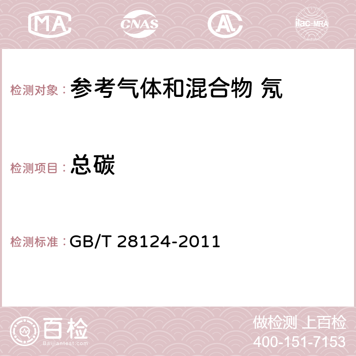 总碳 惰性气体中微量氢、氧、甲烷、一氧化碳的测定 气相色谱法 GB/T 28124-2011 7