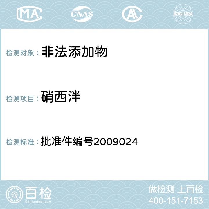 硝西泮 《国家食品药品监督管理局药品检验补充检验方法和检验项目批准件》 批准件编号2009024