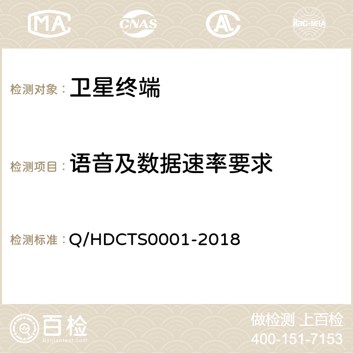 语音及数据速率要求 中国电信移动终端需求白皮书--手持卫星终端分册 Q/HDCTS0001-2018 Satellite-04004